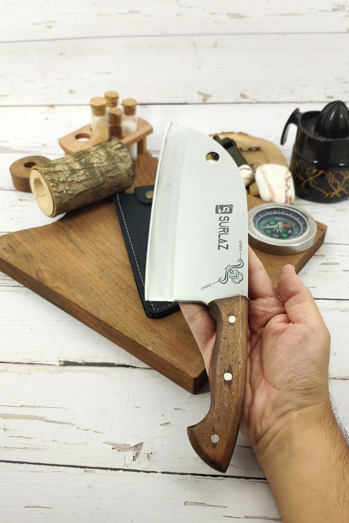 Sürmene Handmade Kitchen Cleaver Chef's Knife with Sheath