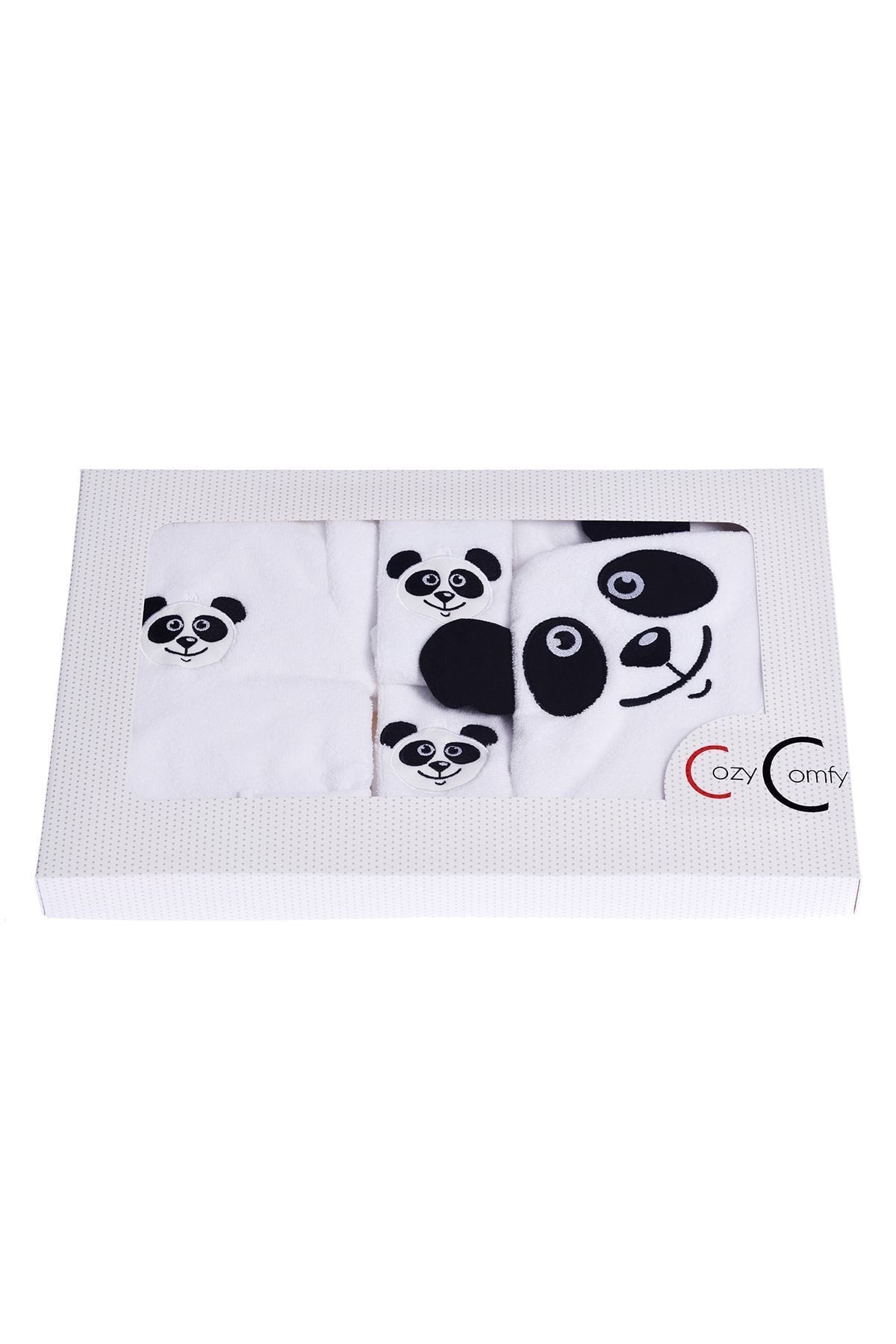 5 Piece Baby Turkish Cotton Bathrobe Set Panda