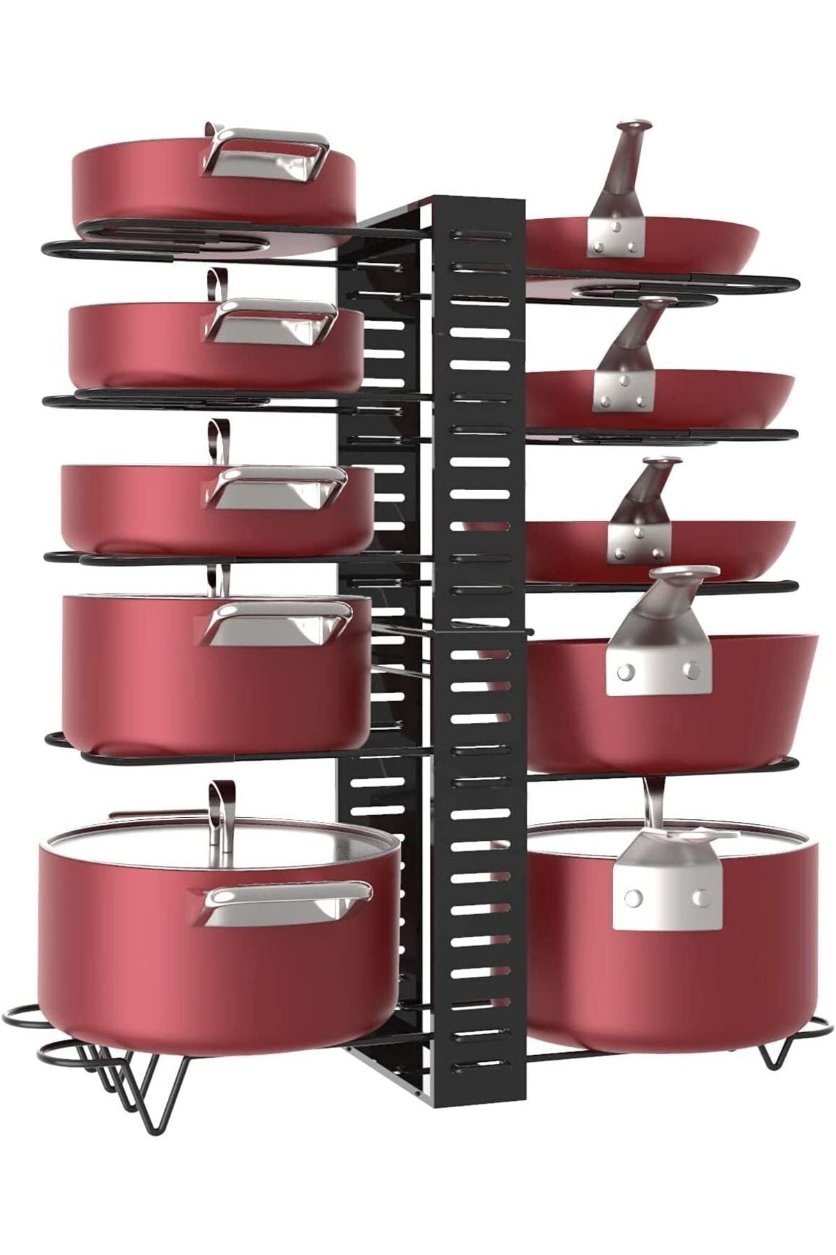 Pot and Pan Organizer Cabinet Inside and Outside 10 Tier Height Adjustable Shelves 6 Different Uses