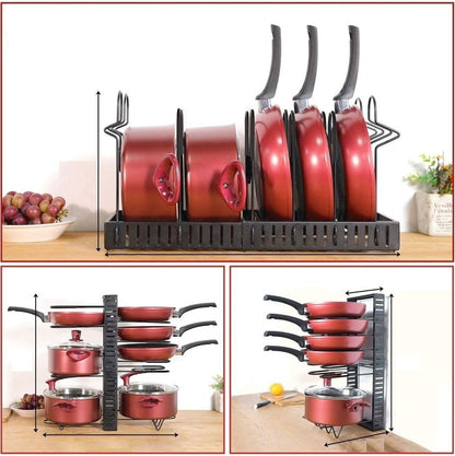 Pot and Pan Organizer Cabinet Inside and Outside 10 Tier Height Adjustable Shelves 6 Different Uses