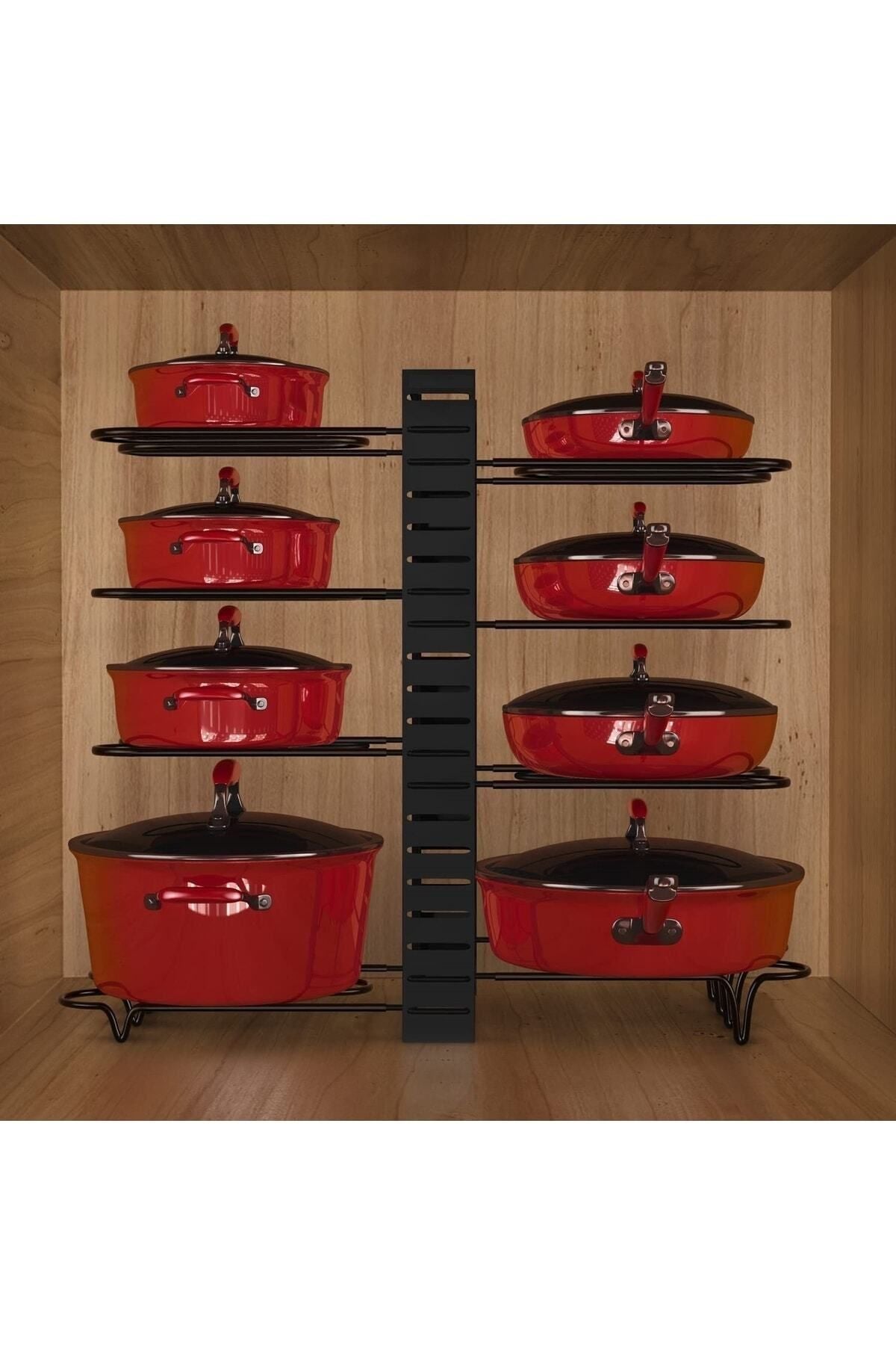 Pot and Pan Organizer Cabinet Inside and Outside 10 Tier Height Adjustable Shelves 6 Different Uses