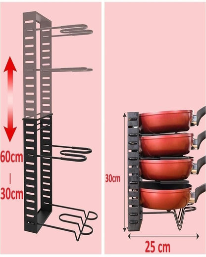 Pot and Pan Organizer Cabinet Inside and Outside 10 Tier Height Adjustable Shelves 6 Different Uses