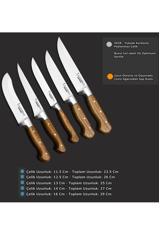 Sürmene Hand Craft 5 Piece Kitchen Knife Set Meat Bread Vegetable Fruit Knife ( No: 0-1-2-y-s )