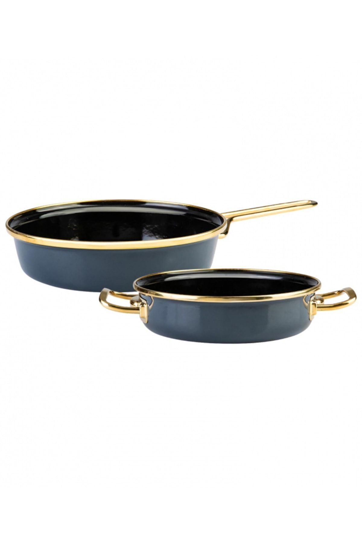 Karaca Retro Enamel Anthracite Pan and Pan Set