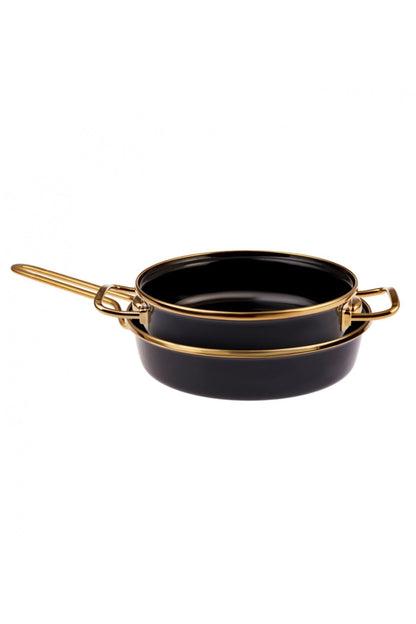 Karaca Retro Enamel Anthracite Pan and Pan Set