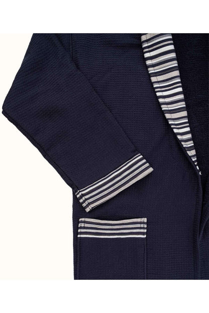 Limira Set of 4 Navy Blue Turkish Cotton Towel 2 Bathrobes (1 S-M)-(1 L-XL) 2 Towels 50x90 2241