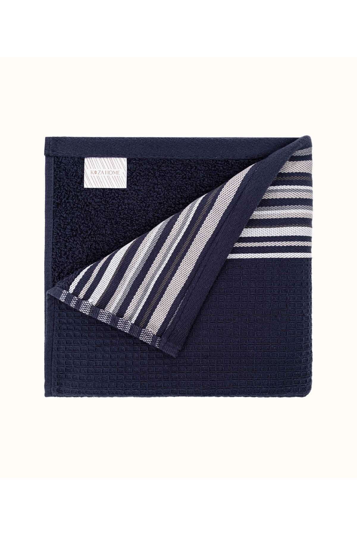 Limira Set of 4 Navy Blue Turkish Cotton Towel 2 Bathrobes (1 S-M)-(1 L-XL) 2 Towels 50x90 2241