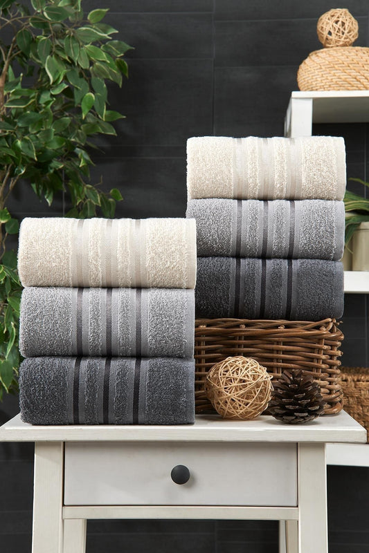 Anthracite 50x85 6-Piece Turkish Cotton Towel Set