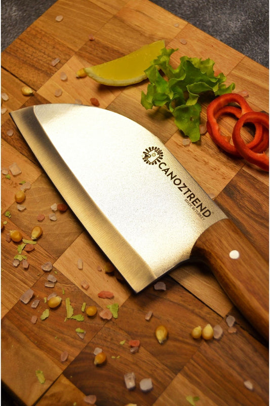 CANOZTREND-Handmade - Walnut Handle - Almazan Meat, Bread, Vegetable, Cleaver, Butcher, Kitchen Knife - Sheath Gift