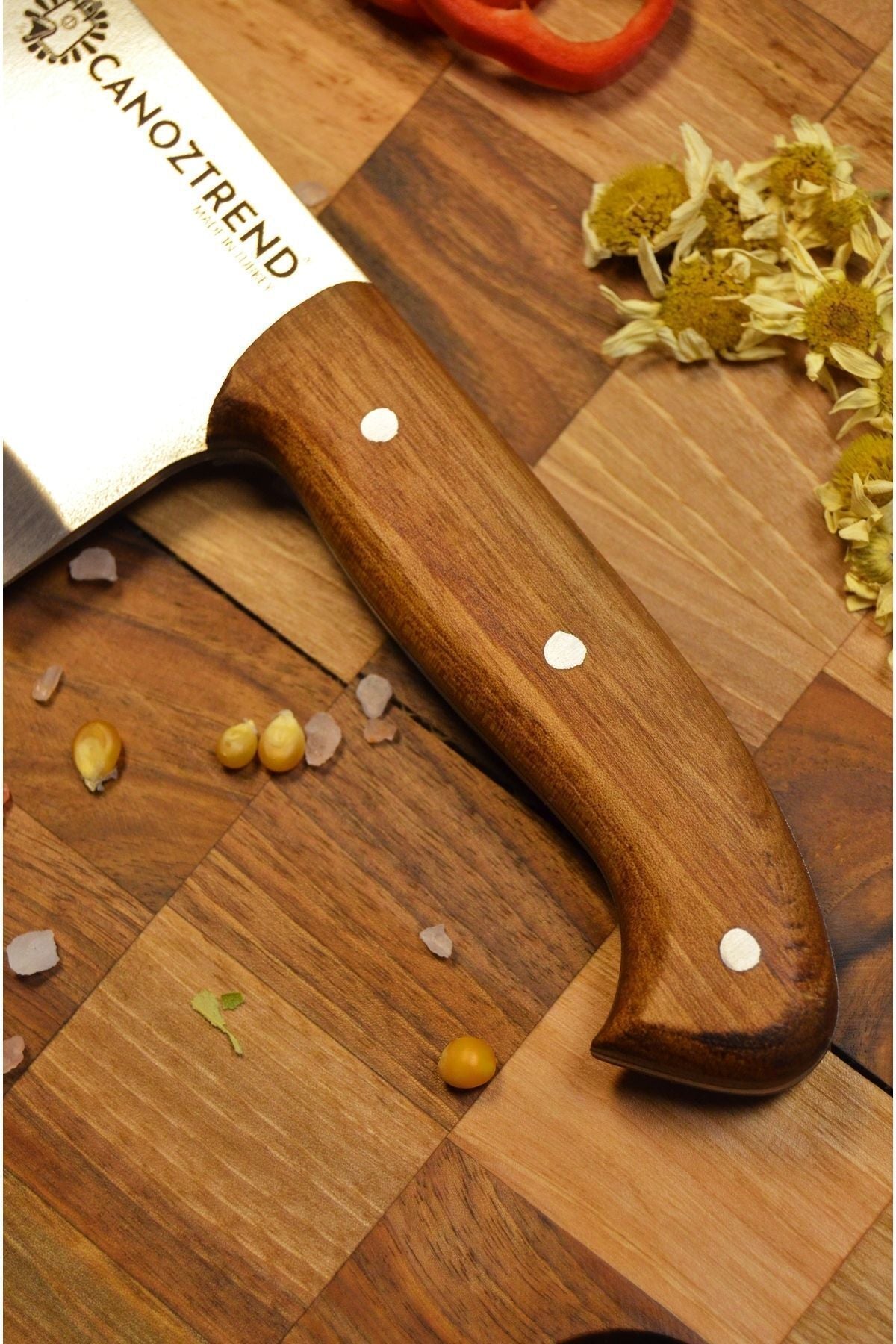 CANOZTREND-Handmade - Walnut Handle - Almazan Meat, Bread, Vegetable, Cleaver, Butcher, Kitchen Knife - Sheath Gift