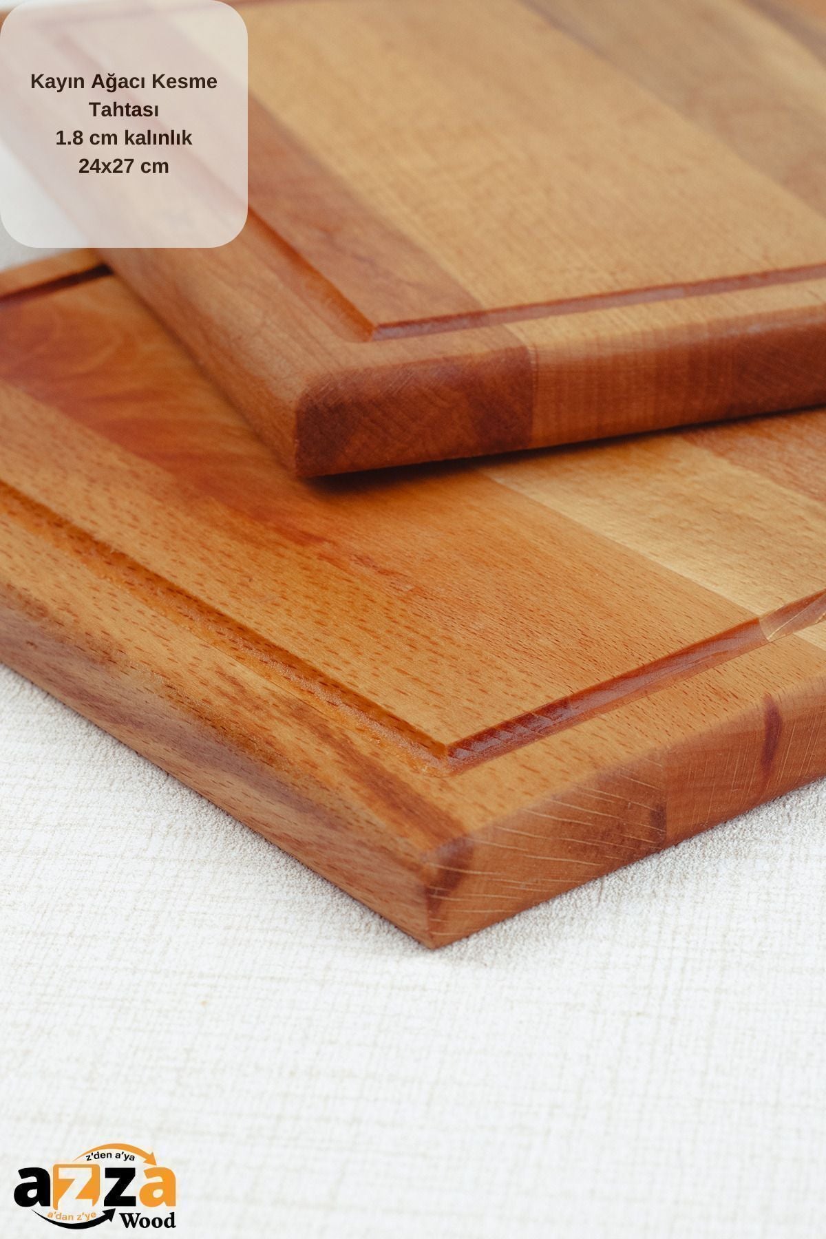 Natural Beech Cutting Board - 1.8cm Thickness, 24x27cm Dimensions