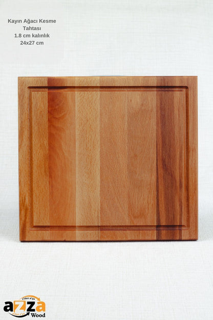 Natural Beech Cutting Board - 1.8cm Thickness, 24x27cm Dimensions