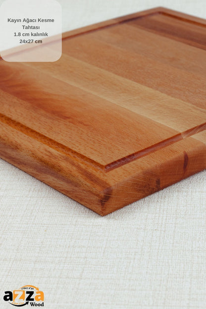 Natural Beech Cutting Board - 1.8cm Thickness, 24x27cm Dimensions