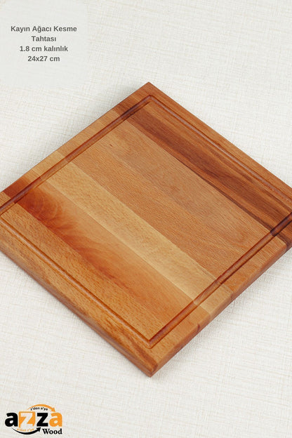 Natural Beech Cutting Board - 1.8cm Thickness, 24x27cm Dimensions