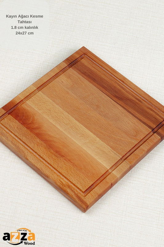 Natural Beech Cutting Board - 1.8cm Thickness, 24x27cm Dimensions