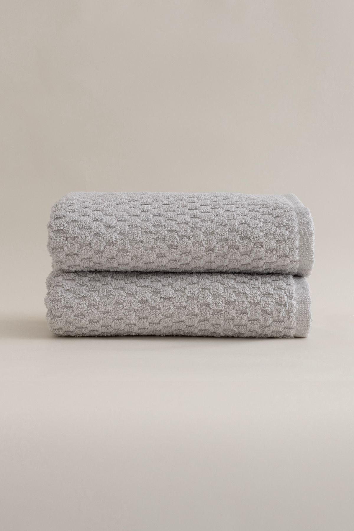 Ivory Gray Embossed Textured Micro Fiber 100% Cotton Bath Turkish Cotton Towel Set