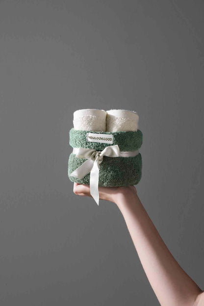 Carmine Bouquet Olive - Special Design, Modern, With Basket, Gift / Guest Turkish Cotton Towel