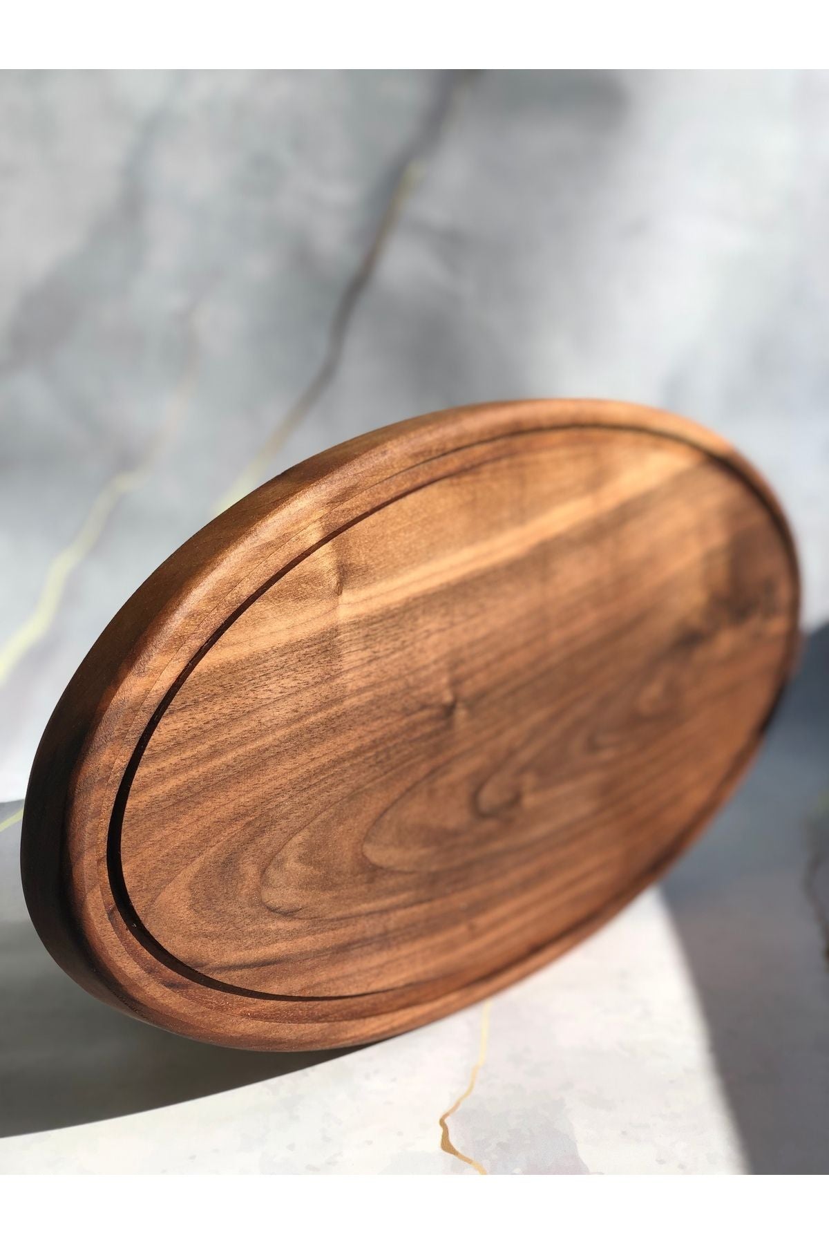 Handmade Walnut Wood Cutting Board with Groove