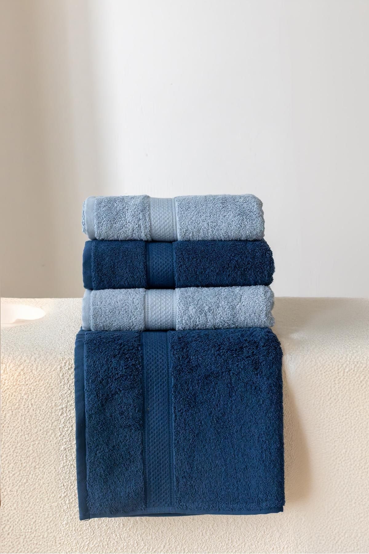 100% Cotton Towel Set, 50 x 100 4-Piece Turkish Cotton Towel Set