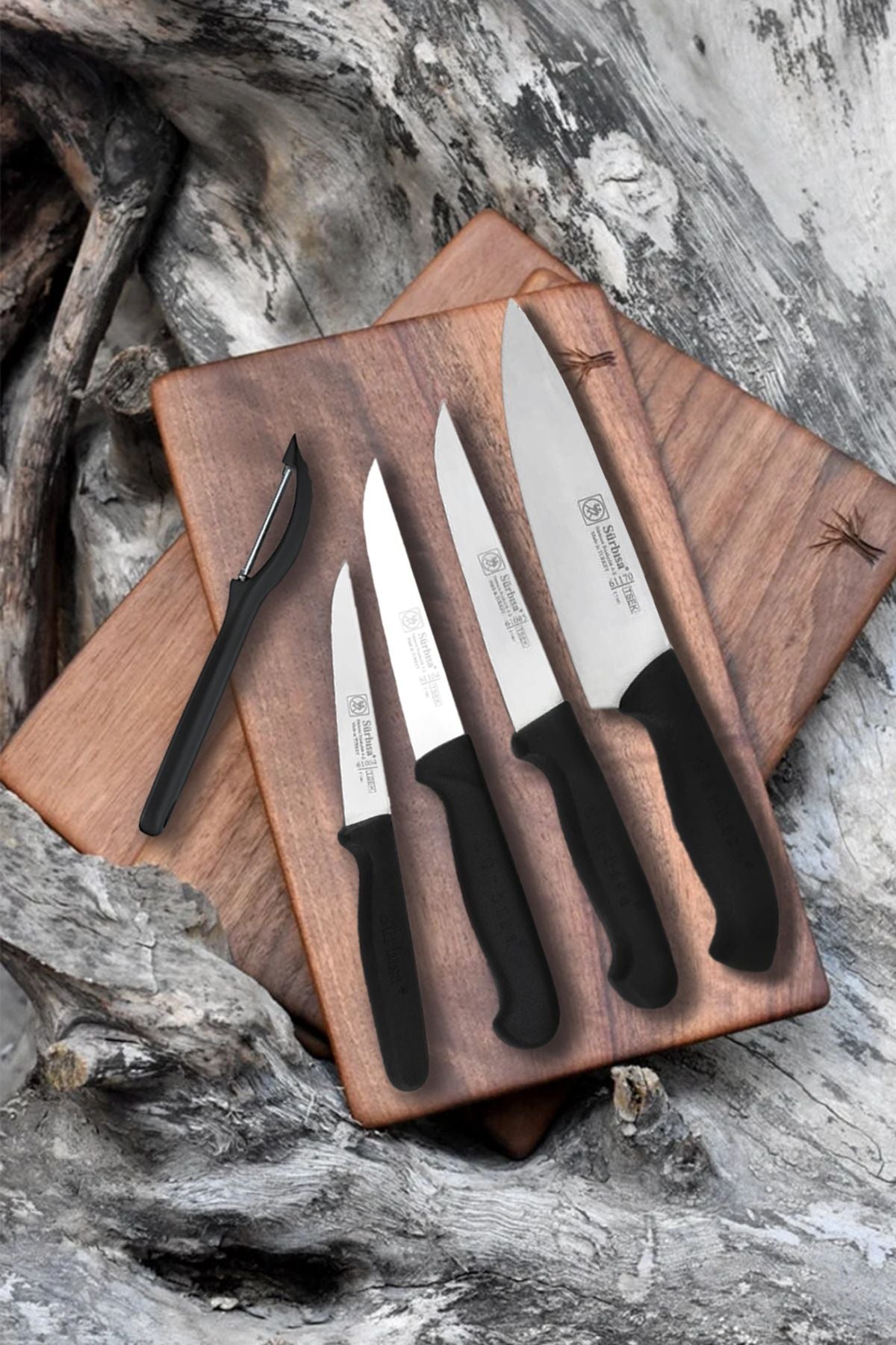 Sürbisa 5 Piece Black Daily Chef Kitchen Knife Set