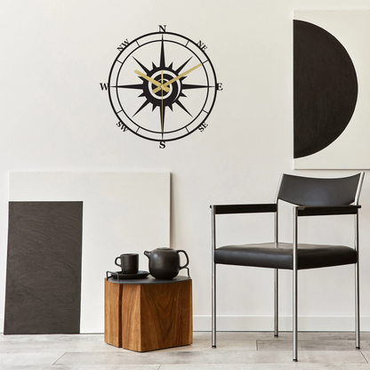 Compass Metal Wall Clock