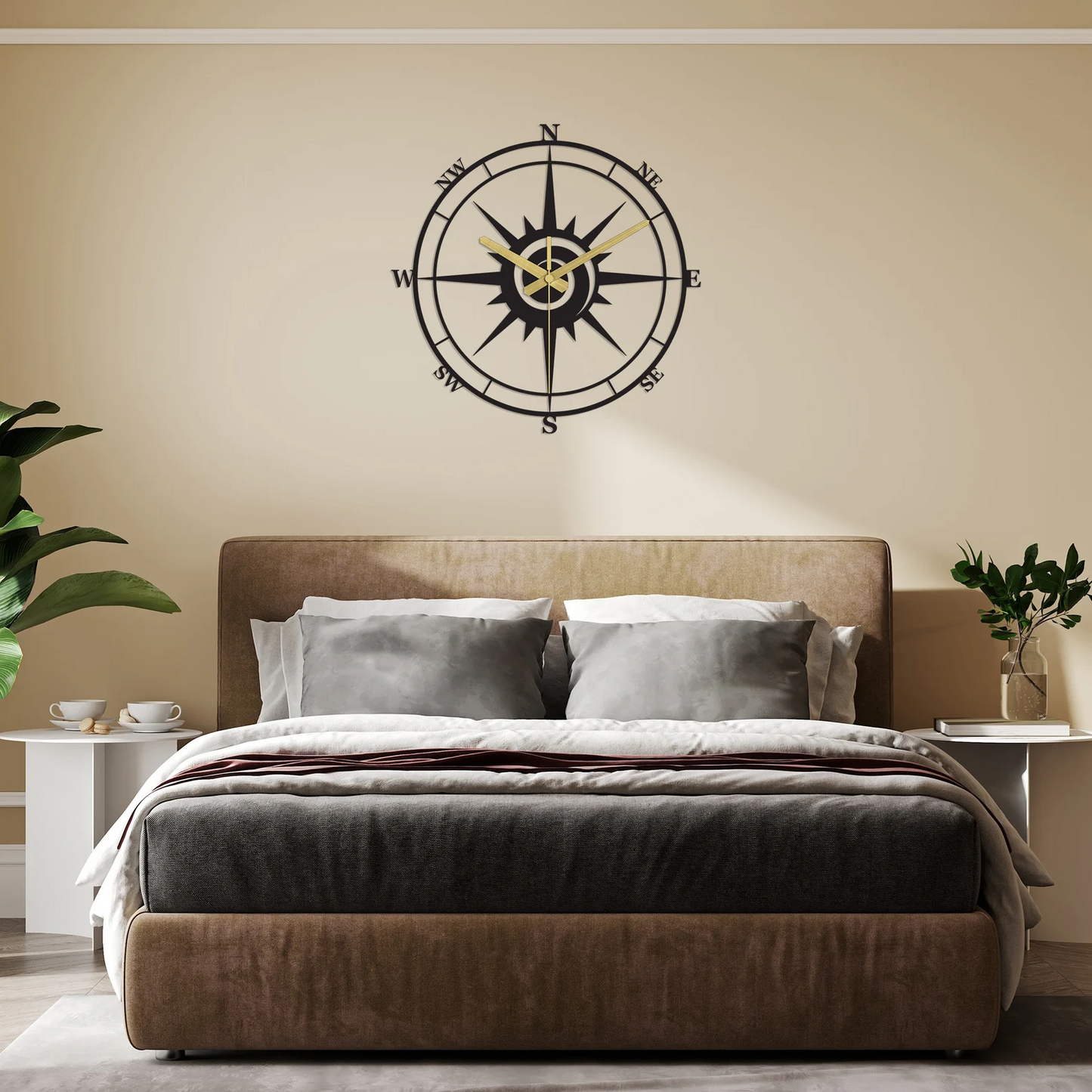 Compass Metal Wall Clock