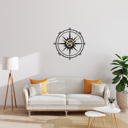 Compass Metal Wall Clock