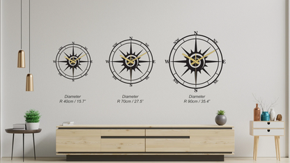 Compass Metal Wall Clock