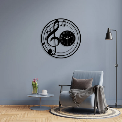 Music Themed Handcrafted Metal Wall Clock - Unique Home Decor Gift