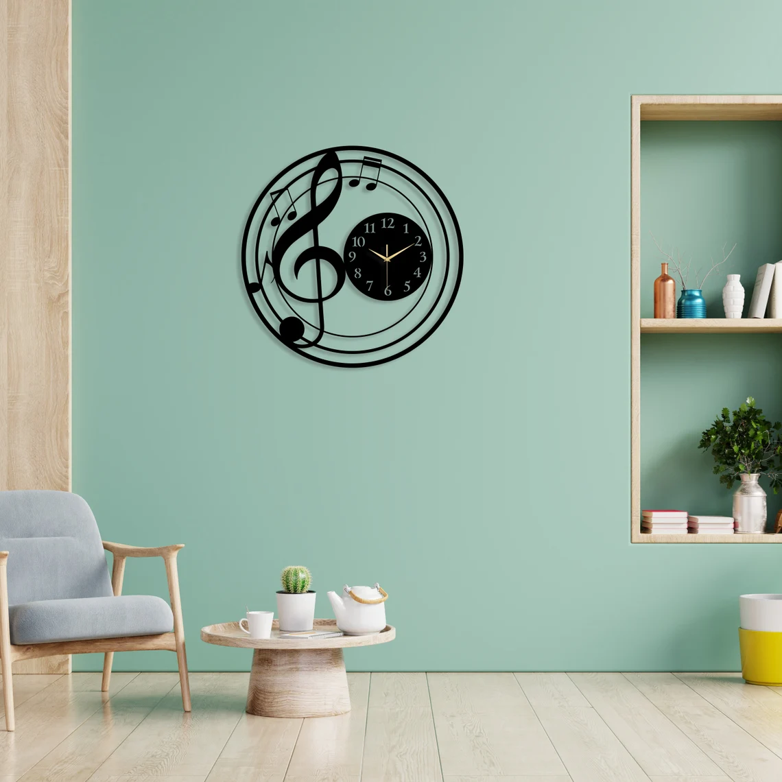 Music Themed Handcrafted Metal Wall Clock - Unique Home Decor Gift