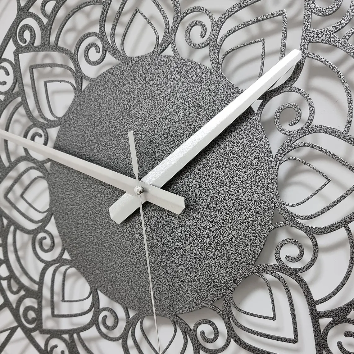 Contemporary Geometric Black Metal Wall Clock with Large Numerals