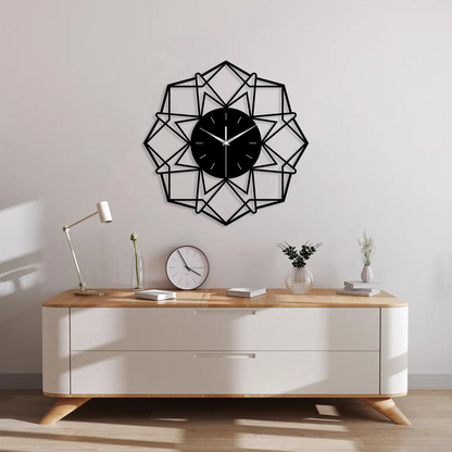 Modern Geometric Metal Wall Clock - Silent Movement - Minimalist Metal Art - Unique Starburst Design - New Home Gift