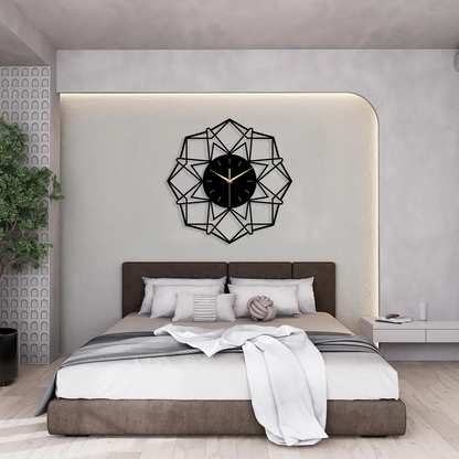 Modern Geometric Metal Wall Clock - Silent Movement - Minimalist Metal Art - Unique Starburst Design - New Home Gift