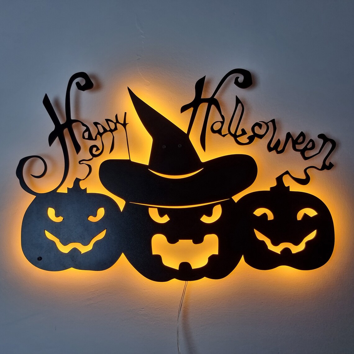 Halloween LED Light Metal Wall Art Decoration for Spooky Season