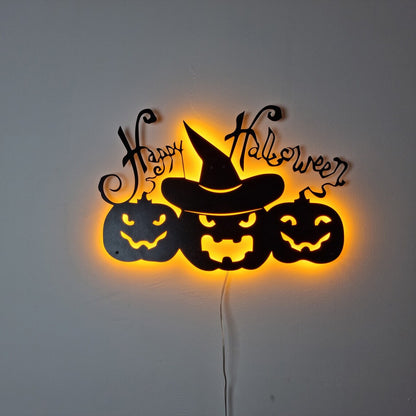 Halloween LED Light Metal Wall Art Decoration for Spooky Season