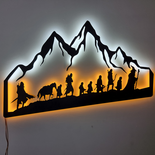 Vintage Style Lord of the Rings LED Light Metal Wall Sign - Movie Room Decor