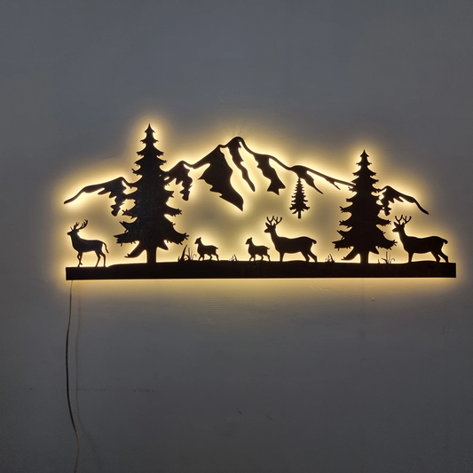 Mountain and Forest Metal Wall Decor