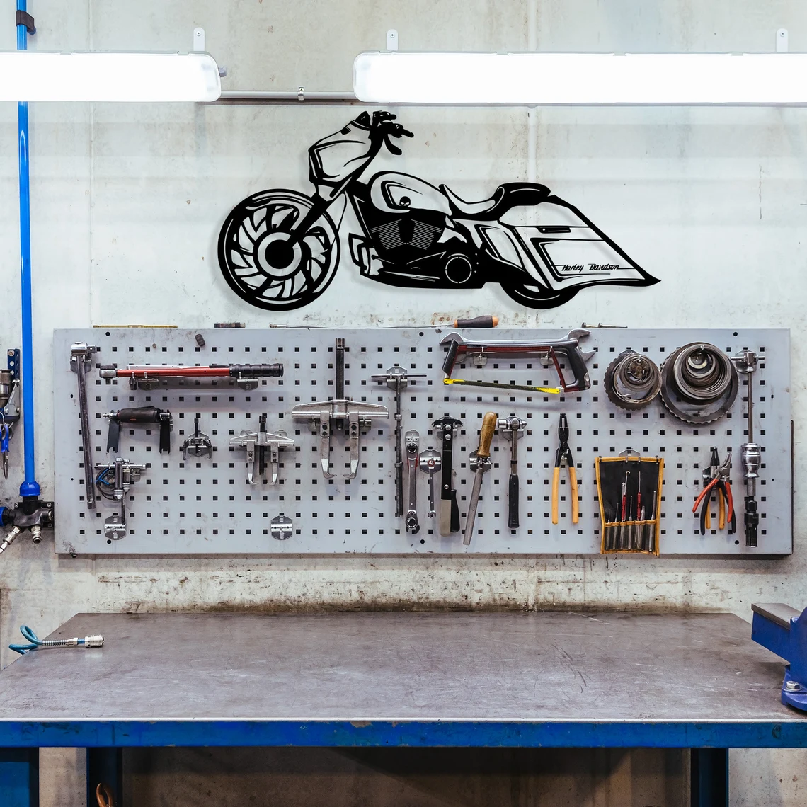 Motorcycle Metal Wall Art - Motorcycle Laser Cut Decor for Garage, Man Cave or Living Room - Black Metal Motorcycle Decoration