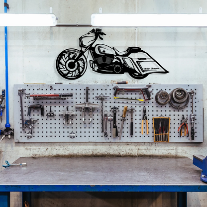 Motorcycle Metal Wall Art - Motorcycle Laser Cut Decor for Garage, Man Cave or Living Room - Black Metal Motorcycle Decoration