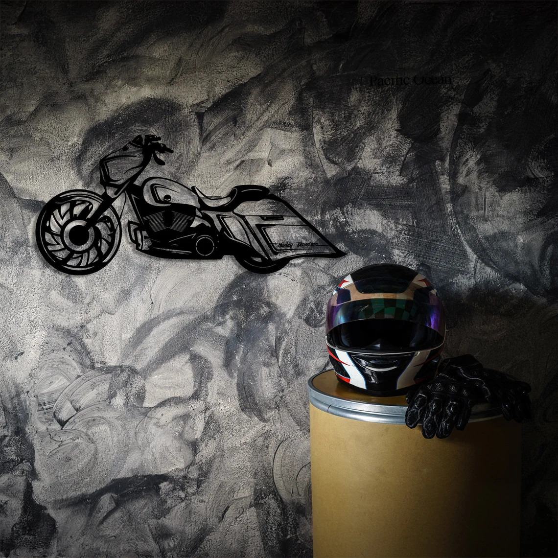 Motorcycle Metal Wall Art - Motorcycle Laser Cut Decor for Garage, Man Cave or Living Room - Black Metal Motorcycle Decoration