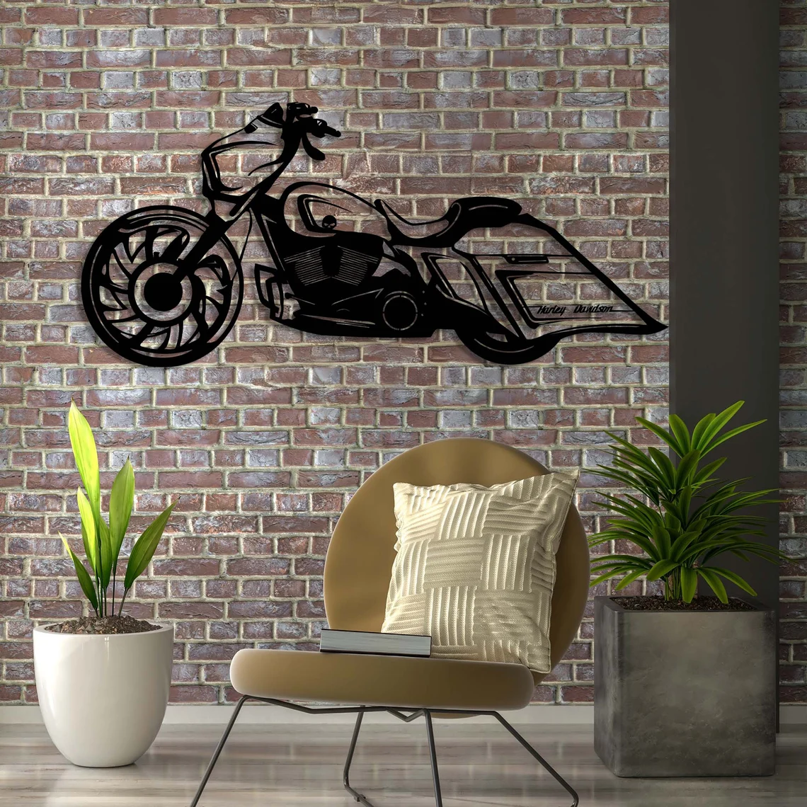 Motorcycle Metal Wall Art - Motorcycle Laser Cut Decor for Garage, Man Cave or Living Room - Black Metal Motorcycle Decoration